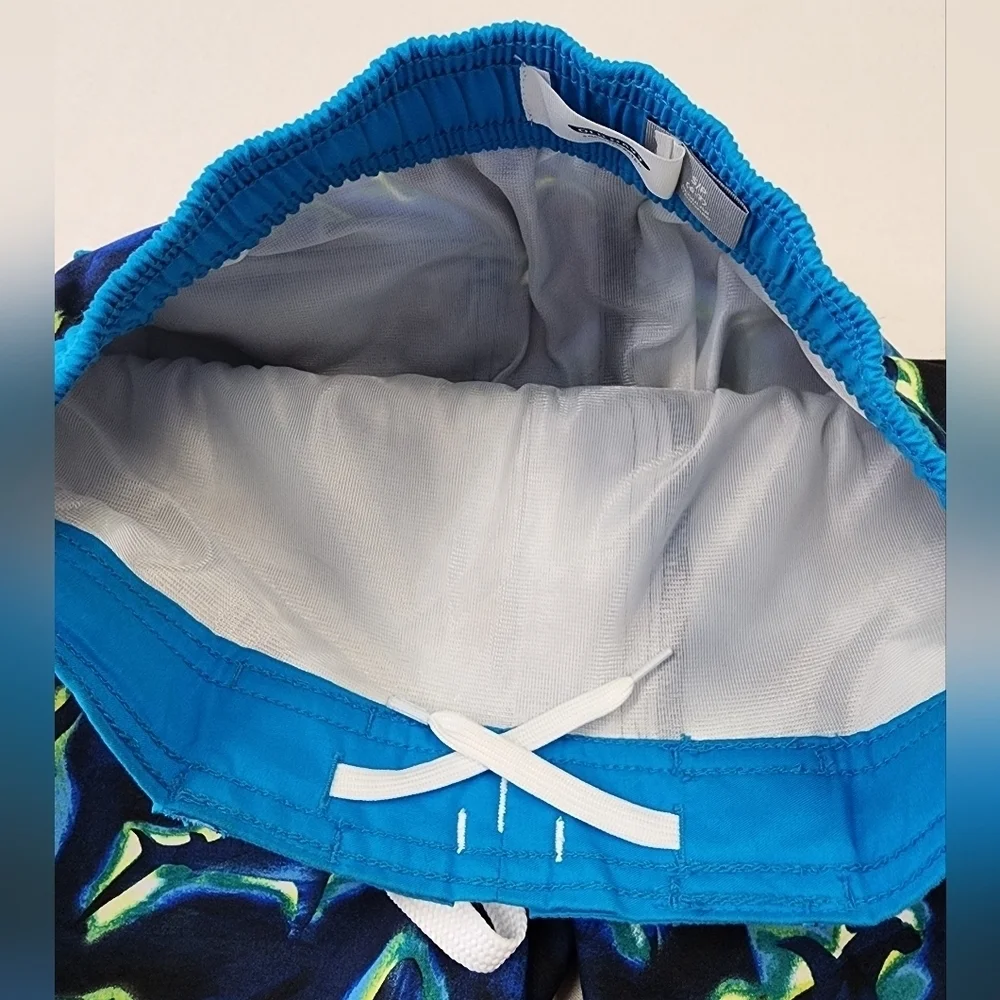 Old Navy Boys Shark Print Swim Trunks Blue Green Size 6